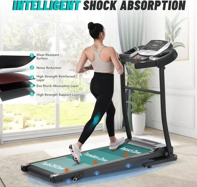 Alt view image 2 of 7 - Merax Electric Folding Treadmill  Easy Assembly Fitness Motorized Running Jogging Machine with Speakers for Home Use, 12 Preset Programs