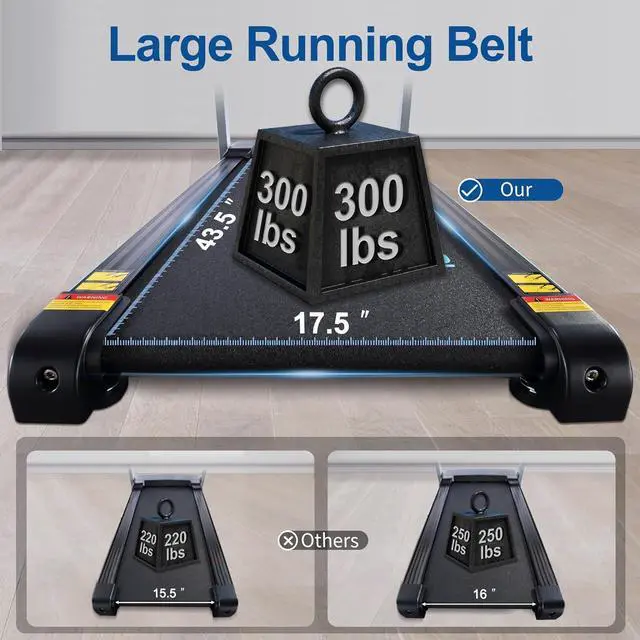 Alt view image 3 of 7 - Treadmill with Auto Incline - 300 lb Capacity, 3.0HP Folding Electric Treadmill Up to 8.5 MPH Speed, Running Machine with 17.5" Wide Tread Belt and Bluetooth Speaker for Home Use