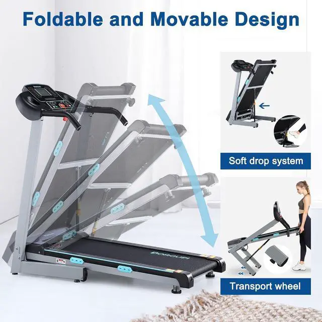Alt view image 7 of 7 - Treadmill with Auto Incline - 300 lb Capacity, 3.0HP Folding Electric Treadmill Up to 8.5 MPH Speed, Running Machine with 17.5" Wide Tread Belt and Bluetooth Speaker for Home Use