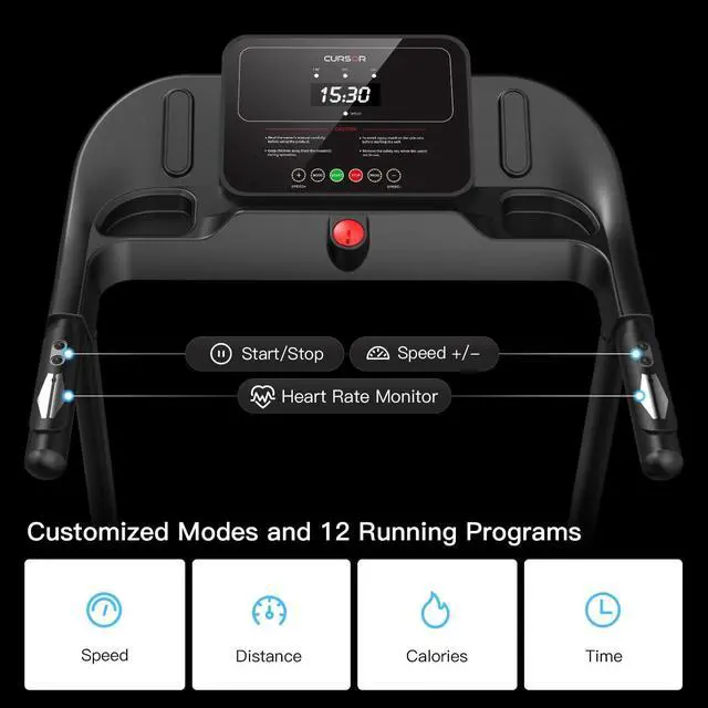 Alt view image 2 of 6 - CURSOR FITNESS Home Folding Treadmill with Pulse Sensor, 2.5 HP Quiet Brushless, 7.5 MPH, 265 LBS Capacity