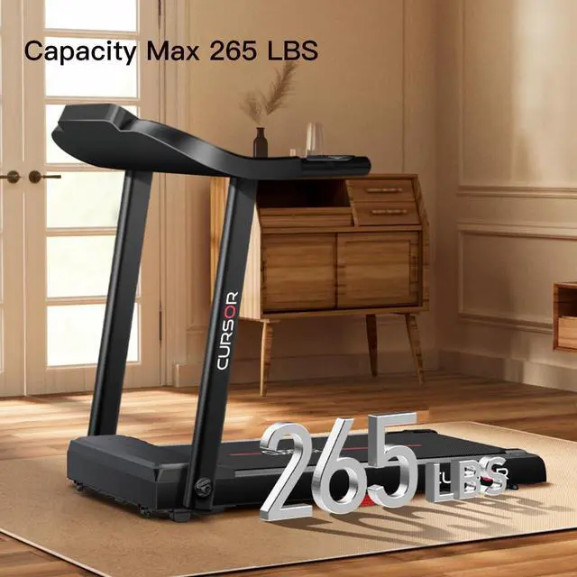 Alt view image 6 of 6 - CURSOR FITNESS Home Folding Treadmill with Pulse Sensor, 2.5 HP Quiet Brushless, 7.5 MPH, 265 LBS Capacity