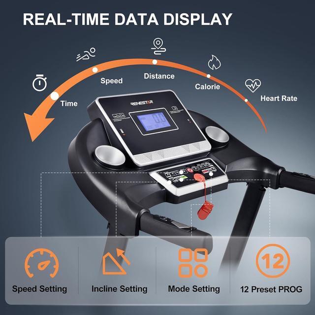 Alt view image 3 of 7 - Treadmills for Home, Treadmill with 0-15% Auto Incline, 3HP Folding Treadmill for Running Walking with 280LBS Weight Capacity, Incline Treadmill Equipped with Bluetooth & Pulse Monitor
