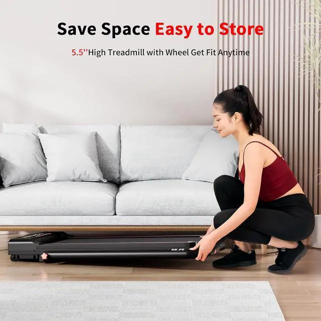 Alt view image 7 of 7 - RHYTHM FUN Foldable Treadmill, 300 lb Capacity Walking Pad 2.5HP Treadmill Under Desk, Portable Treadmill for Home and Office, Folding Treadmill 2 in 1 with Remote Control, LED Display