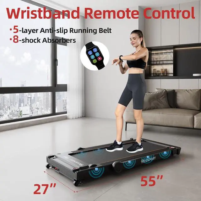 Alt view image 5 of 7 - Treadmill with Incline, 3 in 1 under desk Treadmill Walking Pad with Removable Desk Workstation 3.5HP Foldable Compact walking Treadmill for Home Small Office with Wristband Remote Control