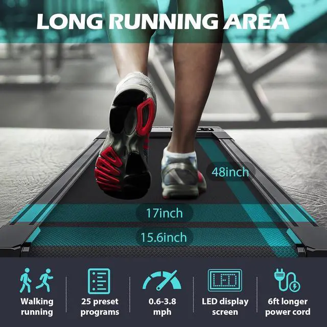 Alt view image 5 of 6 - 6% Incline Walking Pad Treadmills, Under Desk Treadmill 330lb Capacity for Home Small Space, Mute Control Portable Foldable Adjustable Incline Treadmill, Works with ZWIFT KINOMAP, Easy to Move