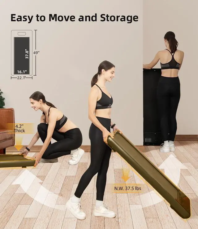 Alt view image 4 of 7 - Walking Pad - Under Desk Treadmill, Treadmills for Home/Office, Portable Treadmill, Walking Pad Treadmill Under Desk with Remote Control LED Display- Ideal for Fitness Enthusiast (Black)