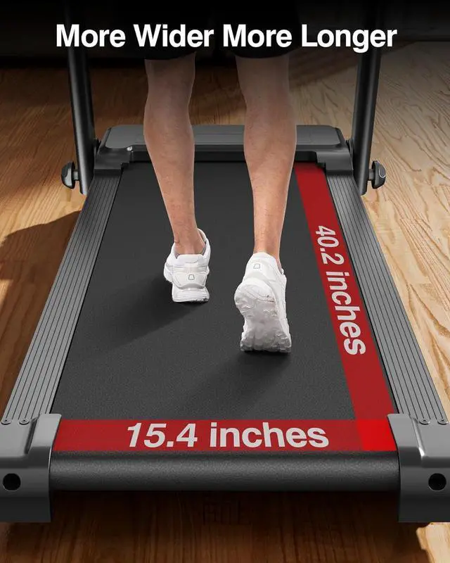 Alt view image 5 of 6 - Treadmills for Home, 3.0HP Quiet Brushless Folding Treadmill with Heart Rate Sensor, Silicone Damping System, 300lbs Weight Capacity, Holder for Cup & Phone
