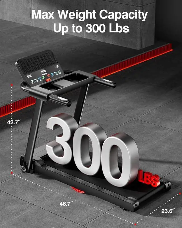 Alt view image 6 of 6 - Treadmills for Home, 3.0HP Quiet Brushless Folding Treadmill with Heart Rate Sensor, Silicone Damping System, 300lbs Weight Capacity, Holder for Cup & Phone