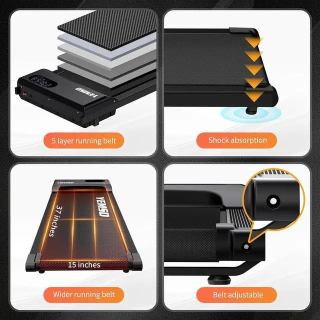 Alt view image 7 of 7 - Walking Pad, Walking Pad Treadmill 330 lb capacity3 in 1 Portable Under Desk Treadmill for Home and Office with Remote Control, LED Display