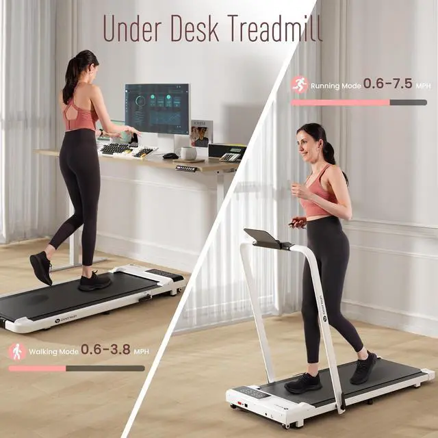 Alt view image 3 of 7 - DeerRun 3 in 1 Folding Treadmills for Home, 3.0HP Powerful and Quiet Under Desk Treadmill, 300 lbs Capacity Foldable Walking Pad with Remote Control and Space Saving, Free Installation
