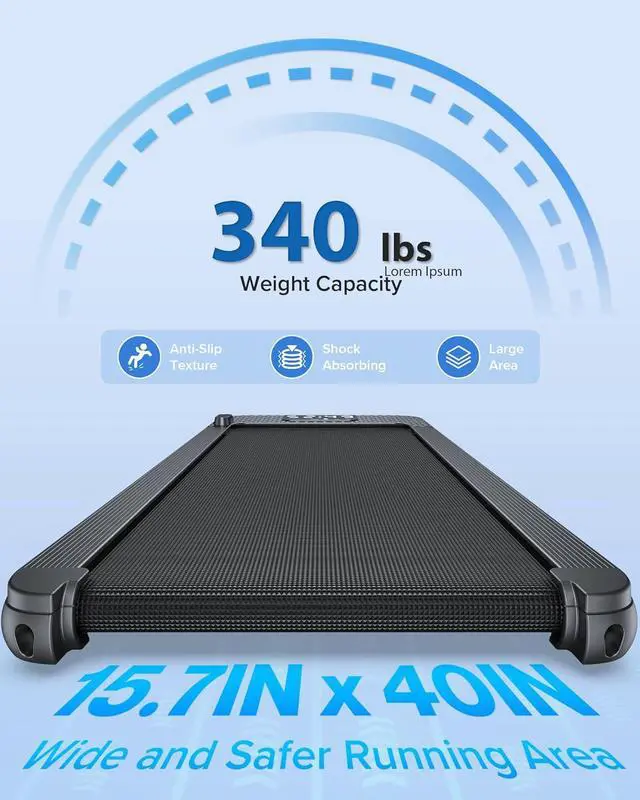 Alt view image 4 of 7 - 3.0HP Peak Walking Pad Treadmill, 340+ LB capacity Walking Pad with 10% Incline, Voice Controlled Under Desk Treadmill Works with ZWIFT KINOMAP, Portable Desk Treadmill for Home,Office,Apartment