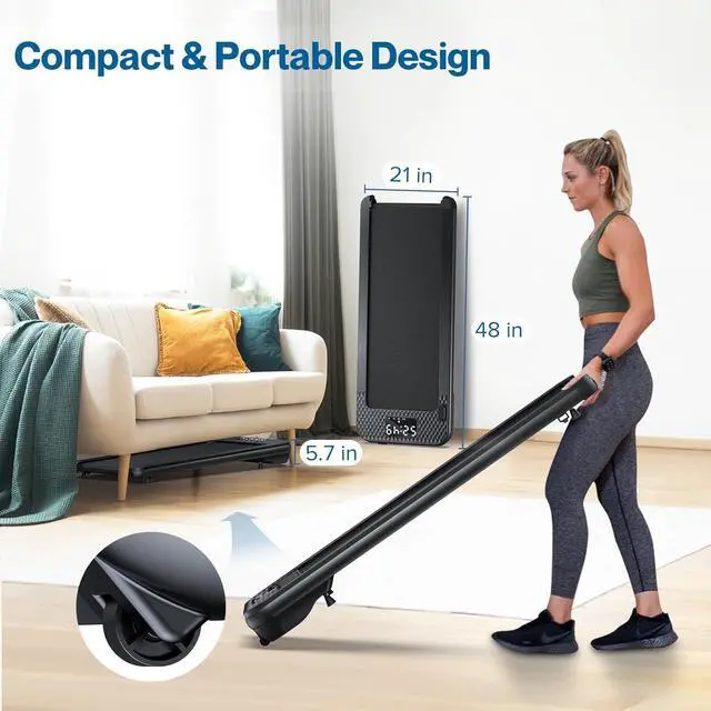 Alt view image 7 of 7 - 3.0HP Peak Walking Pad Treadmill, 340+ LB capacity Walking Pad with 10% Incline, Voice Controlled Under Desk Treadmill Works with ZWIFT KINOMAP, Portable Desk Treadmill for Home,Office,Apartment