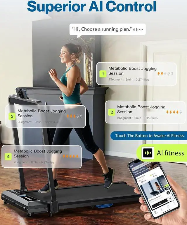 Alt view image 2 of 7 - Walking Pad Under Desk Treadmill: 2 in 1 Folding Incline Treadmill for Home Office with Console Remote APP Control - 2.5HP Quiet Portable Foldable Walking Pad with 300lbs Capacity LED Screen