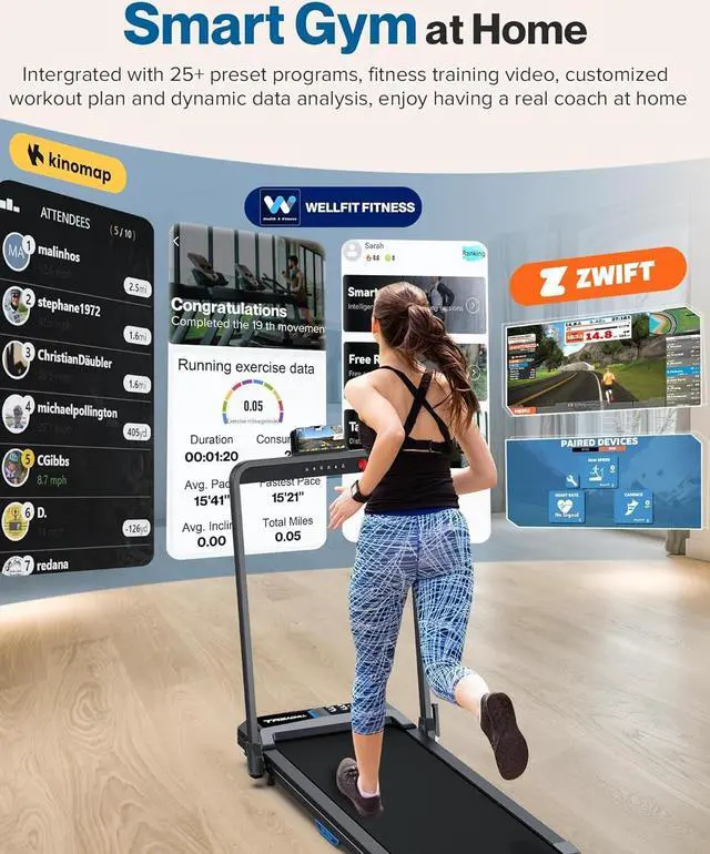 Alt view image 3 of 7 - Walking Pad Under Desk Treadmill: 2 in 1 Folding Incline Treadmill for Home Office with Console Remote APP Control - 2.5HP Quiet Portable Foldable Walking Pad with 300lbs Capacity LED Screen