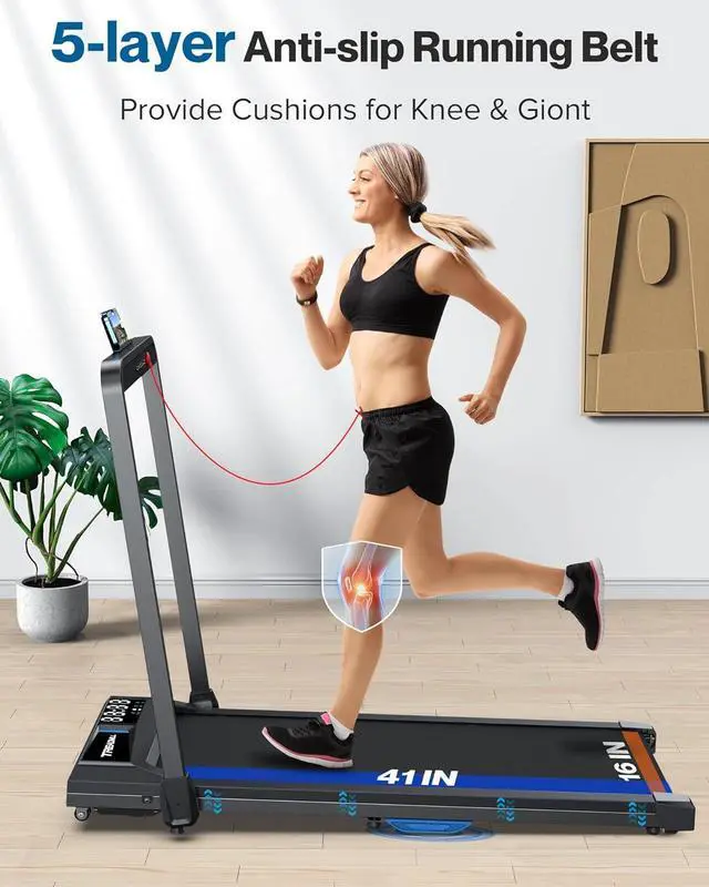Alt view image 6 of 7 - Walking Pad Under Desk Treadmill: 2 in 1 Folding Incline Treadmill for Home Office with Console Remote APP Control - 2.5HP Quiet Portable Foldable Walking Pad with 300lbs Capacity LED Screen