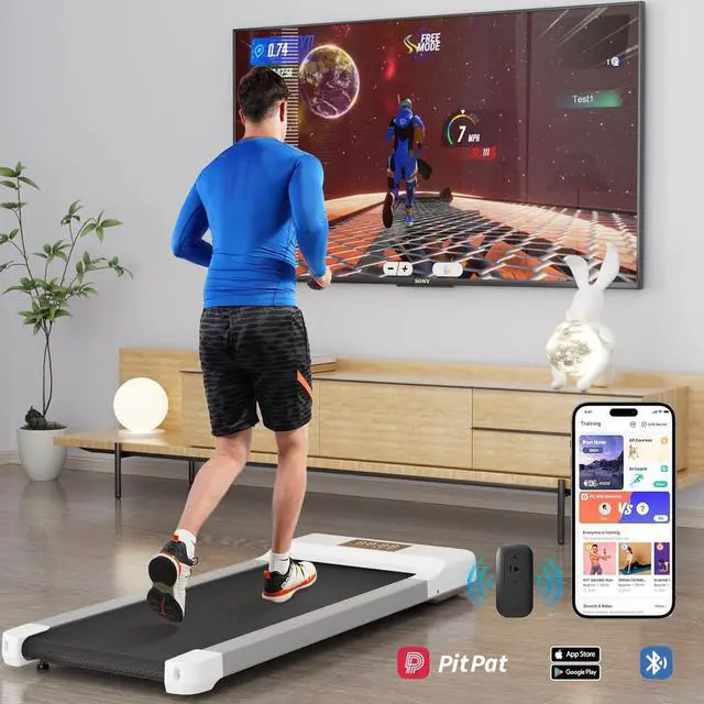 Alt view image 2 of 7 - Superun Walking Pad Treadmill, 2 in 1 Low Noise Under Desk Treadmill for Home Office, 2.5HP Portable Mini Walking Treadmill, 300 Lbs Capacity Installation-Free