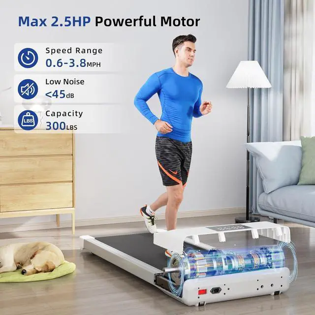 Alt view image 3 of 7 - Superun Walking Pad Treadmill, 2 in 1 Low Noise Under Desk Treadmill for Home Office, 2.5HP Portable Mini Walking Treadmill, 300 Lbs Capacity Installation-Free