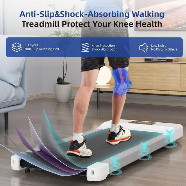 Alt view image 5 of 7 - Superun Walking Pad Treadmill, 2 in 1 Low Noise Under Desk Treadmill for Home Office, 2.5HP Portable Mini Walking Treadmill, 300 Lbs Capacity Installation-Free