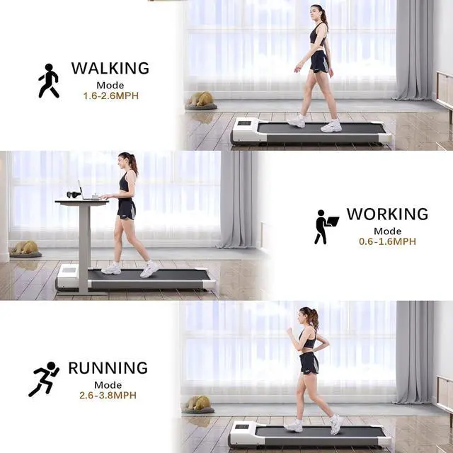 Alt view image 5 of 7 - SupeRun Under Desk Treadmill, Walking Pad, Portable Treadmill with Remote Control LED Display, Quiet Walking Jogging Machine for Office Home Use