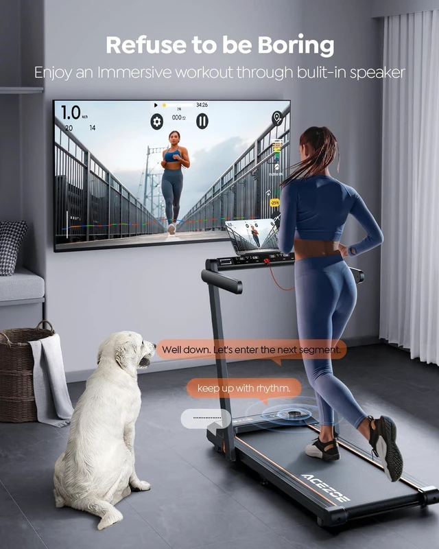 Alt view image 6 of 7 - Acezoe 2 in 1 Foldable Treadmill for Home, Under Desk With 12 HIIT Modes, Workout APPs and Touch Screen, 2.5HP Walking for Home Office, 265lbs Capacity, Installation-free