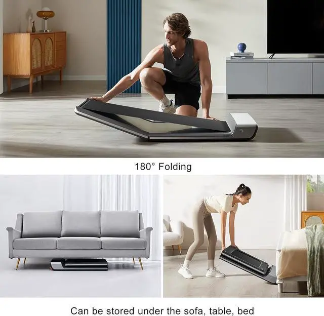Alt view image 2 of 6 - WalkingPad P1 Folding Treadmill, Ultra Slim Foldable Treadmill Smart Fold Walking Pad Portable Walking/Jogging Machine with App & Remote Control Grey