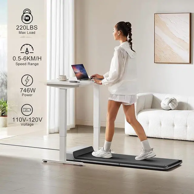 Alt view image 3 of 6 - WalkingPad P1 Folding Treadmill, Ultra Slim Foldable Treadmill Smart Fold Walking Pad Portable Walking/Jogging Machine with App & Remote Control Grey