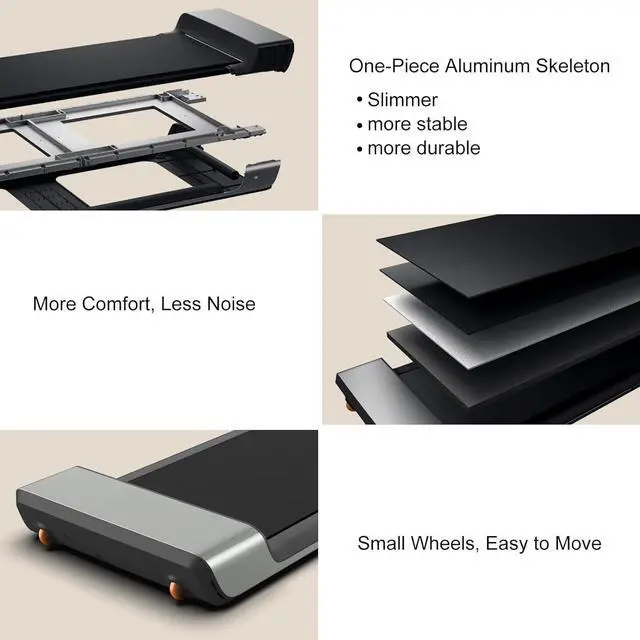 Alt view image 6 of 6 - WalkingPad P1 Folding Treadmill, Ultra Slim Foldable Treadmill Smart Fold Walking Pad Portable Walking/Jogging Machine with App & Remote Control Grey