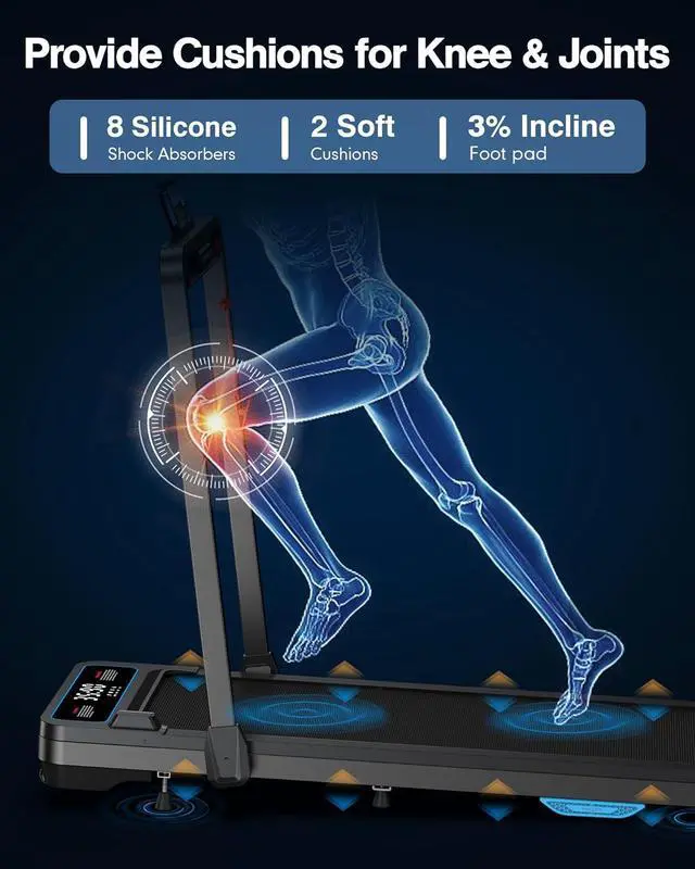 Alt view image 6 of 7 - Incline Walking Pad Treadmill: [Voice Controlled] 2 in 1 Smart Treadmill with 300lbs Capacity Compatible with Wellfit Kinomap ZWIFT APP - 2.5HP Quiet Treadmill with Console Remote Control