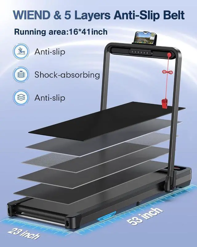 Alt view image 7 of 7 - Incline Walking Pad Treadmill: [Voice Controlled] 2 in 1 Smart Treadmill with 300lbs Capacity Compatible with Wellfit Kinomap ZWIFT APP - 2.5HP Quiet Treadmill with Console Remote Control
