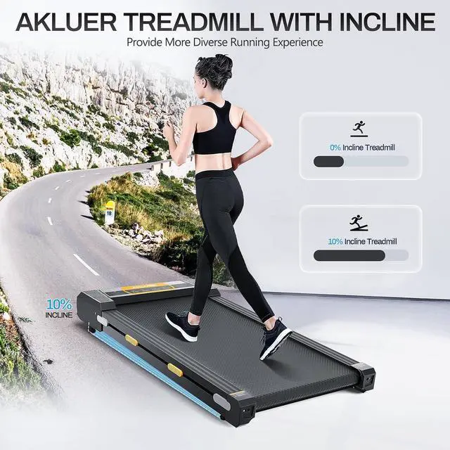 Alt view image 2 of 7 - Walking Pad Treadmill with Incline Under Desk Treadmill, 2 in 1 Portable Compact Treadmill for Home with Remote Control, LCD Display, Small Walking Jogging Machine