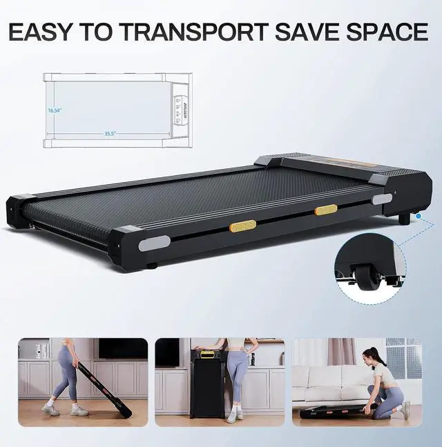 Alt view image 7 of 7 - Walking Pad Treadmill with Incline Under Desk Treadmill, 2 in 1 Portable Compact Treadmill for Home with Remote Control, LCD Display, Small Walking Jogging Machine