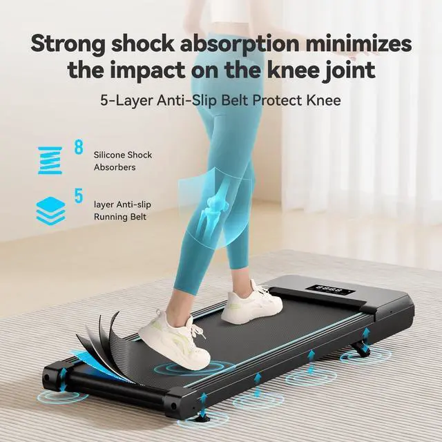 Alt view image 5 of 6 - Walking Pad with Auto Incline, Under Desk Folding Treadmill with Remote Control and LED Display for Home Office, 2.5HP Portable Walking Jogging Running Machine, 265 LB Capacity