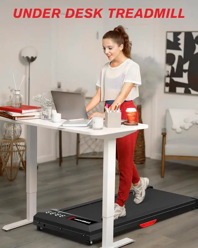 Alt view image 2 of 6 - Walking Pad Under Desk Incline Treadmill for Home Office, 40dB Small Treadmill 300lbs Capacity, Cardio Training Walking Jogging Running, Easy to Move Use, Compatible with KINOMAP WELLFIT Apple Health