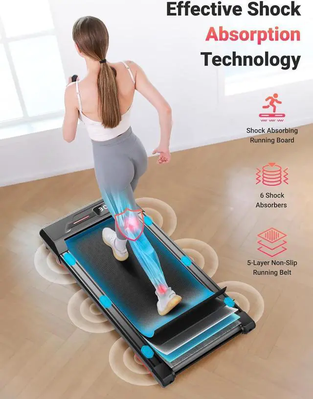 Alt view image 2 of 6 - THERUN Walking Pad, 2.5 HP Under Desk Treadmill with Remote Control for Walking and Jogging, 265lbs Capacity Widen Running Belt Portable Walking Desk Treadmill LED Display for Home/Office