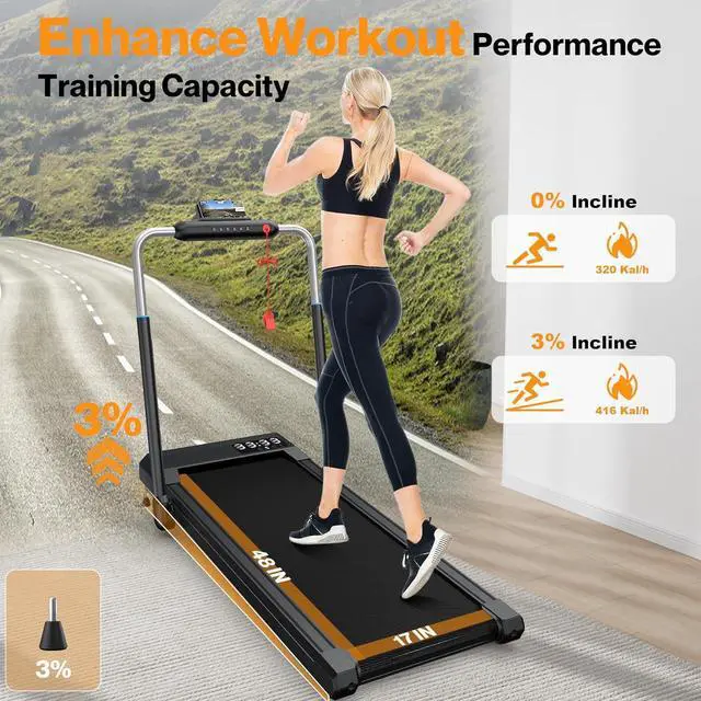 Alt view image 5 of 7 - Walking Pad, Under Desk Treadmill with 6% Incline, Portable Walking Pad Treadmill for Home and Office with APP & Remote Control and LED Display, 320 lbs Capacity