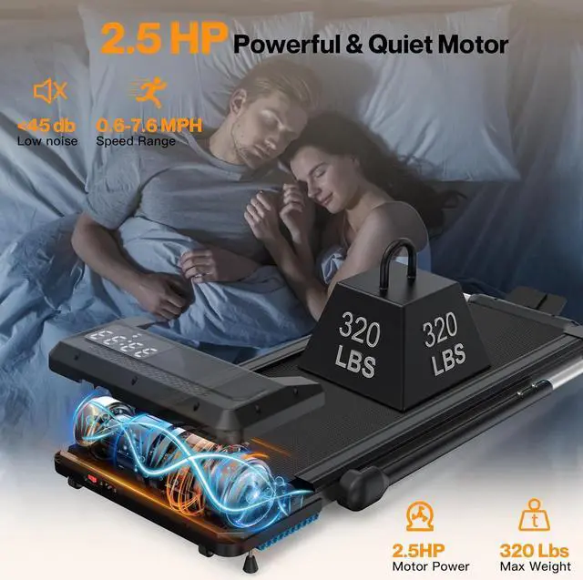 Alt view image 6 of 7 - Walking Pad, Under Desk Treadmill with 6% Incline, Portable Walking Pad Treadmill for Home and Office with APP & Remote Control and LED Display, 320 lbs Capacity