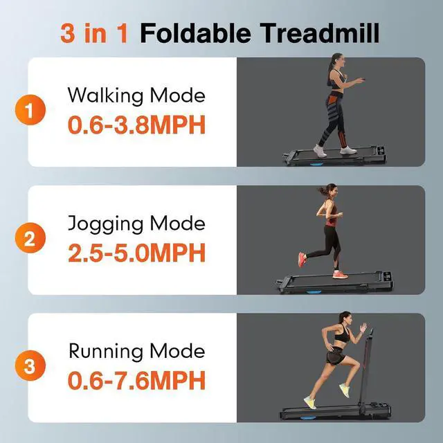 Alt view image 5 of 7 - Under Desk Walking Pad Treadmill: [Voice Control] 2 in 1 Incline Folding Treadmill Works with KINOMAP WELLFIT APP for Home Office - 2.5HP Quiet Treadmills with 300Lbs Capacity