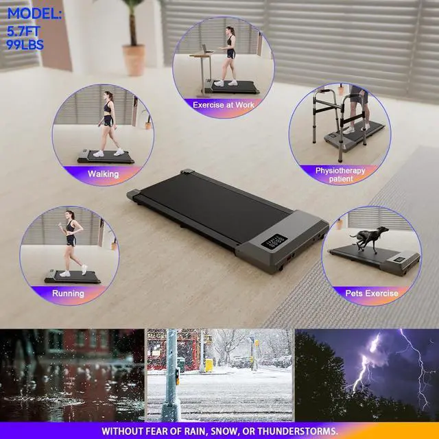 Alt view image 5 of 5 - Walking Pad, 2.5 HP Under Desk Treadmill, 2 in 1 Treadmill for Home 265 Ibs Weight Capacity, with Smart APP Remote Control LED Display
