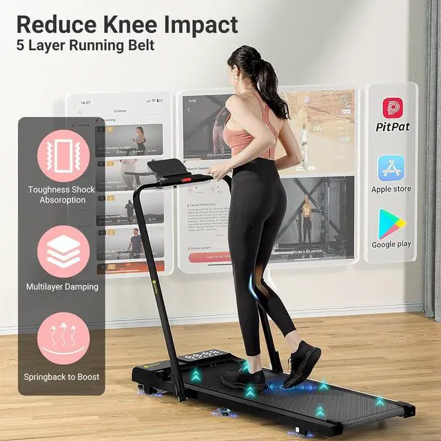 Alt view image 4 of 6 - DeerRun 3 in 1 Folding Treadmill, Walking Pad-Under Desk Treadmill, 3.0HP Quiet Foldable Portable Treadmill, 300 lbs Capacity Treadmills for Home Small Spaces with Remote Control and APP