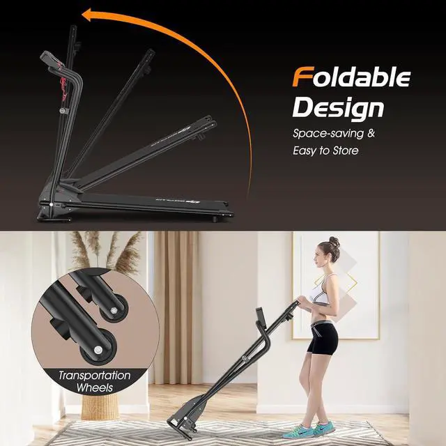 Alt view image 5 of 7 - Goplus Compact Folding Treadmill for Home, Electric Walking Running Machine, Low Noise, Built-in 2 Workout Modes and 12 Programs, with Display