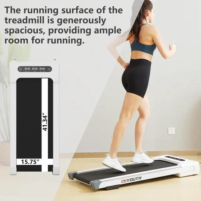 Alt view image 3 of 7 - GOYOUTH 2 in 1 Under Desk Electric Treadmill Motorized Exercise Machine with Wireless Speaker, Remote Control and LED Display, Walking Jogging Machine for Home/Office Use