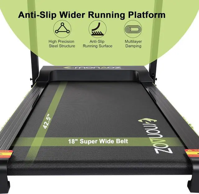 Alt view image 3 of 7 - Treadmill with Manual Incline and Bluetooth Speaker, Folding Treadmill 2.5HP Up to 8.5 MPH Speed, 18" Wide Running Machine with 15 Programs LCD Display, 300 LBS Capacity, for Home Use
