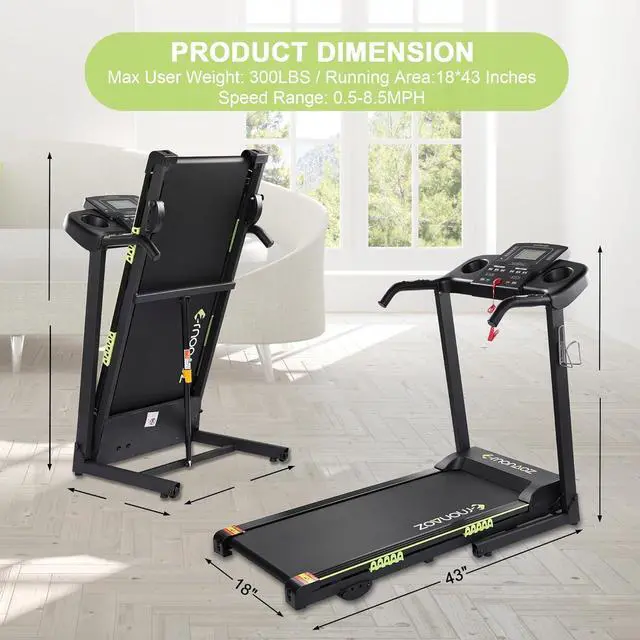 Alt view image 6 of 7 - Treadmill with Manual Incline and Bluetooth Speaker, Folding Treadmill 2.5HP Up to 8.5 MPH Speed, 18" Wide Running Machine with 15 Programs LCD Display, 300 LBS Capacity, for Home Use