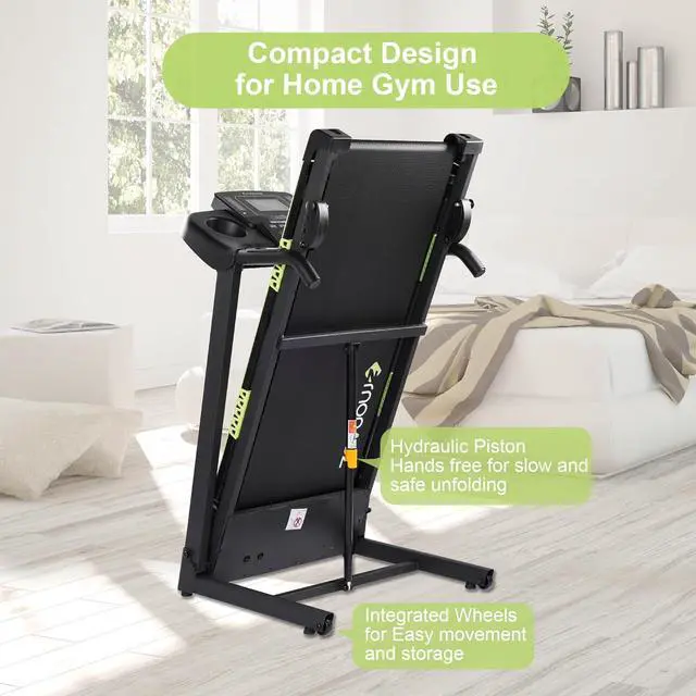 Alt view image 7 of 7 - Treadmill with Manual Incline and Bluetooth Speaker, Folding Treadmill 2.5HP Up to 8.5 MPH Speed, 18" Wide Running Machine with 15 Programs LCD Display, 300 LBS Capacity, for Home Use