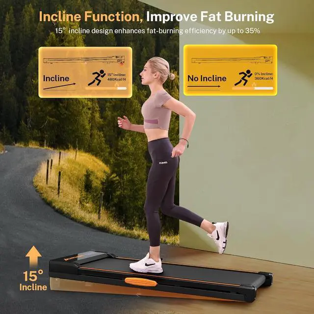 Alt view image 2 of 7 - Walking Pad Treadmill with Incline, Under Desk Treadmills, Portable Treadmill for Home Office, Walking Pad 4 in 1 Treadmill for Walking Running, 2.5HP Compact Treadmill with Remote Control