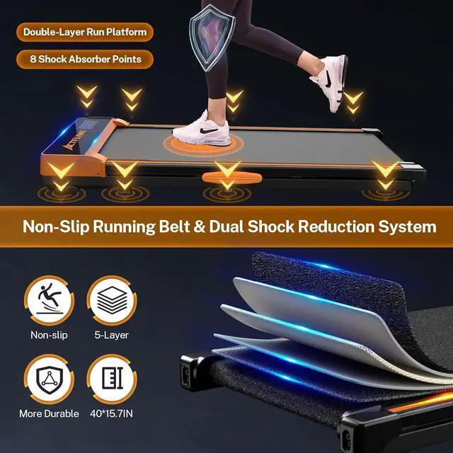 Alt view image 5 of 7 - Walking Pad Treadmill with Incline, Under Desk Treadmills, Portable Treadmill for Home Office, Walking Pad 4 in 1 Treadmill for Walking Running, 2.5HP Compact Treadmill with Remote Control