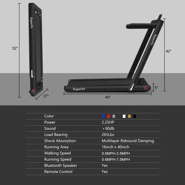Alt view image 7 of 7 - GYMAX Walking Pad, 2.25HP Foldable Treadmill with Smart App & Remote Control, Bluetooth LED Monitor, Small Spaces Compact Running Machine, Folding Portable Under Desk Treadmill for Home Office