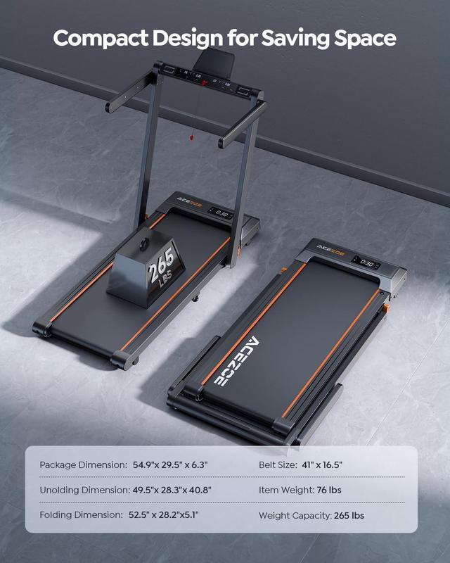Alt view image 7 of 7 - 2 in 1 Foldable Treadmill for Home, Under Desk Treadmill with 12 HIIT Modes, Workout APPs and Touch Screen, 2.5HP Walking Treadmill for Home Office, 265lbs Capacity, Installation-free