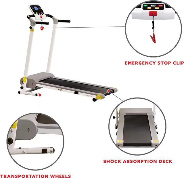 Alt view image 4 of 7 - Sunny Health & Fitness Smart Foldable Exercise Running Walking Treadmill, Easy Assembly, LCD Performance Monitor, Device Holder, Optional SunnyFit® App Enhanced Connectivity