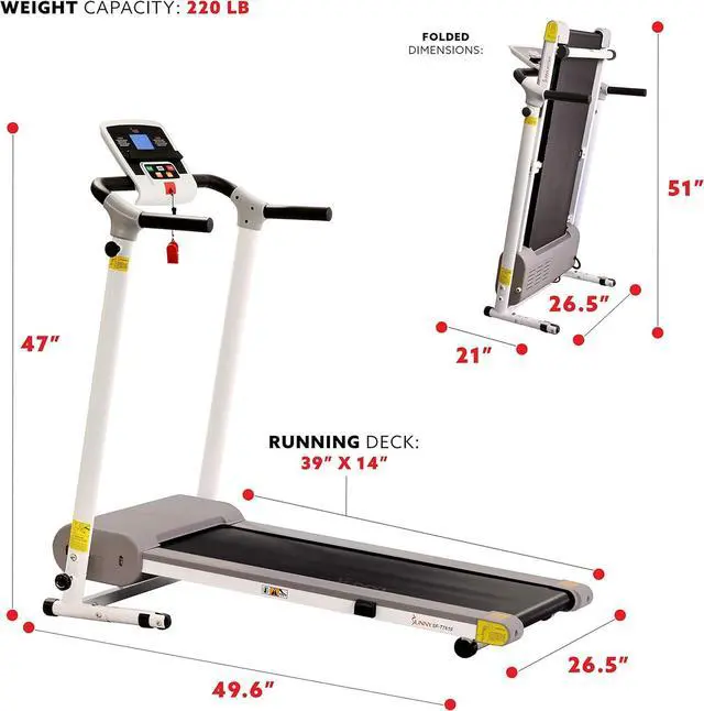 Alt view image 5 of 7 - Sunny Health & Fitness Smart Foldable Exercise Running Walking Treadmill, Easy Assembly, LCD Performance Monitor, Device Holder, Optional SunnyFit® App Enhanced Connectivity